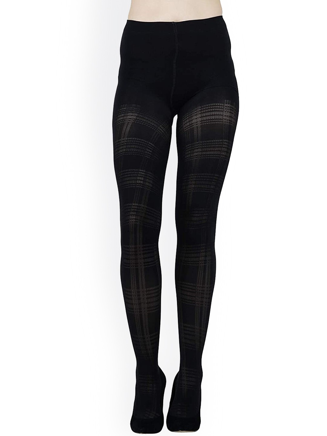 

N2S NEXT2SKIN Women Black Checked Pantyhose Stockings