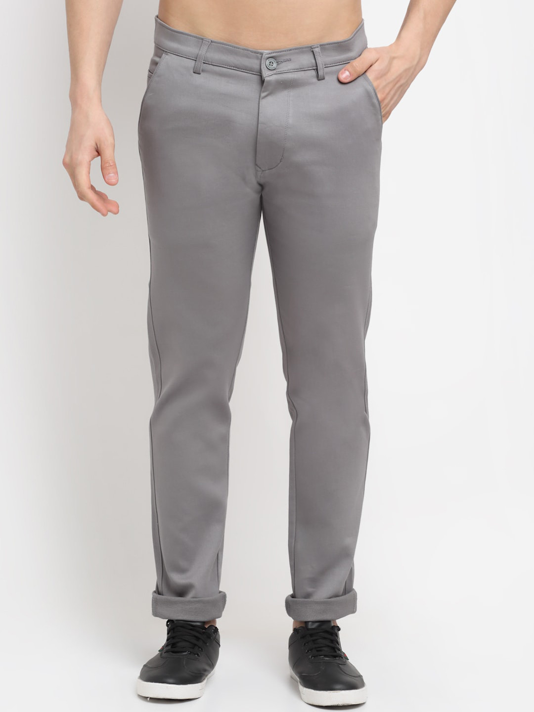 

Rodamo Men Grey Slim Fit Trousers