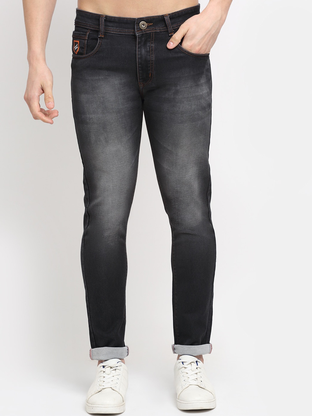 

Rodamo Men Black Slim Fit Heavy Fade Stretchable Jeans