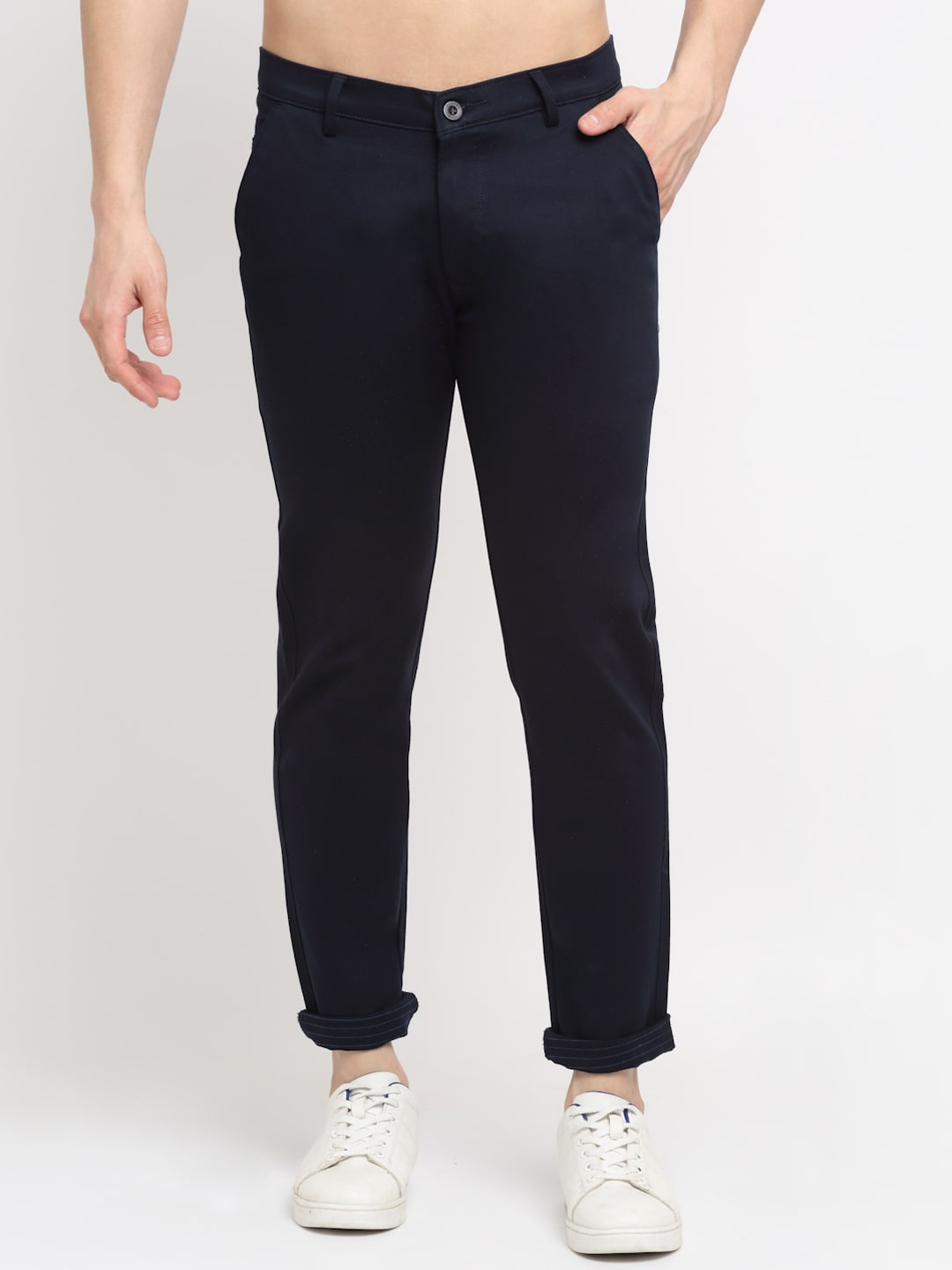 

Rodamo Men Navy Blue Slim Fit Chinos Trousers