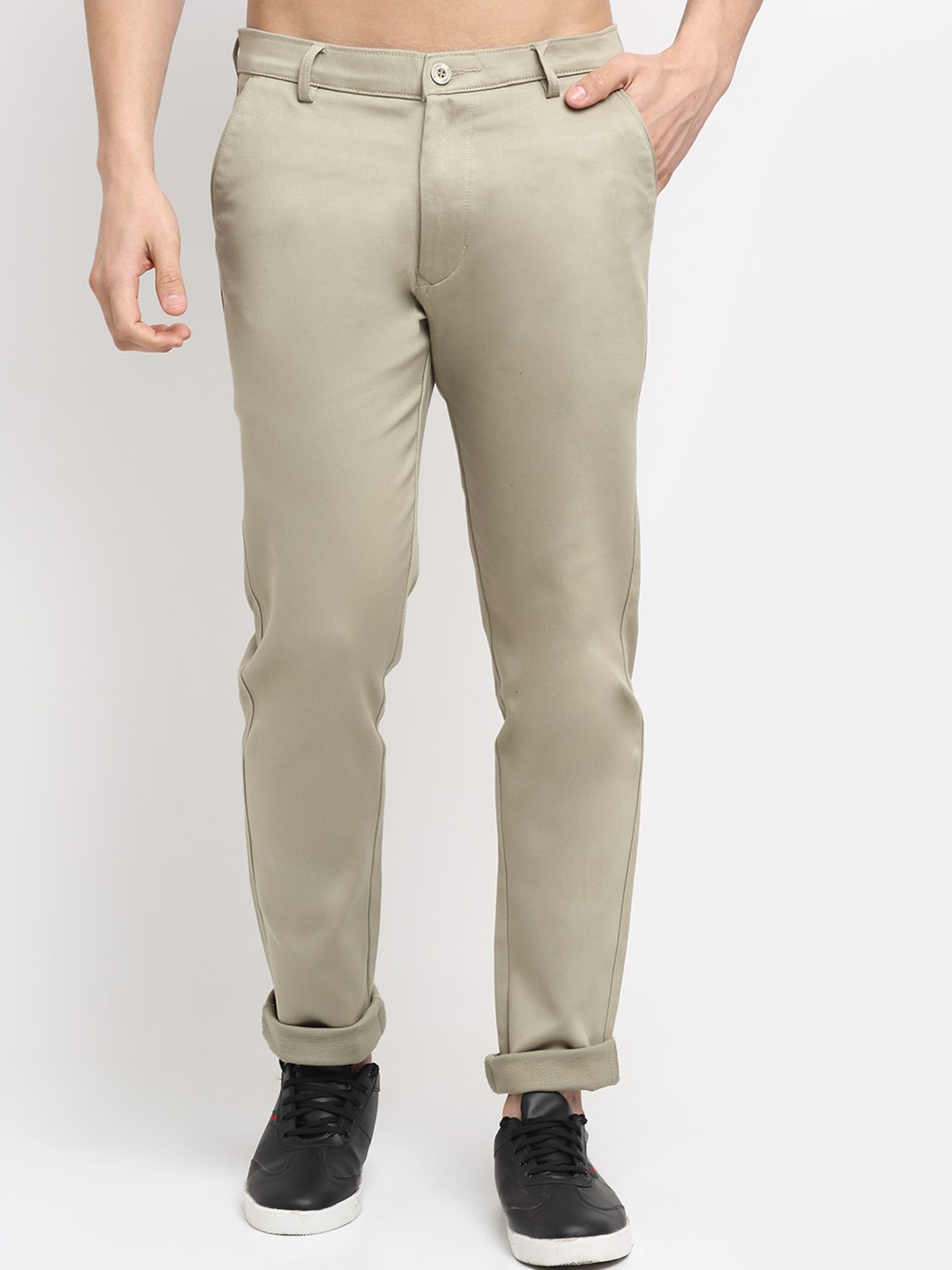 

Rodamo Men Beige Slim Fit Chinos Trousers