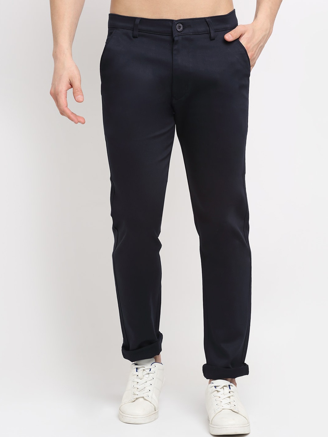 

Rodamo Men Navy Blue Slim Fit Chinos Trousers