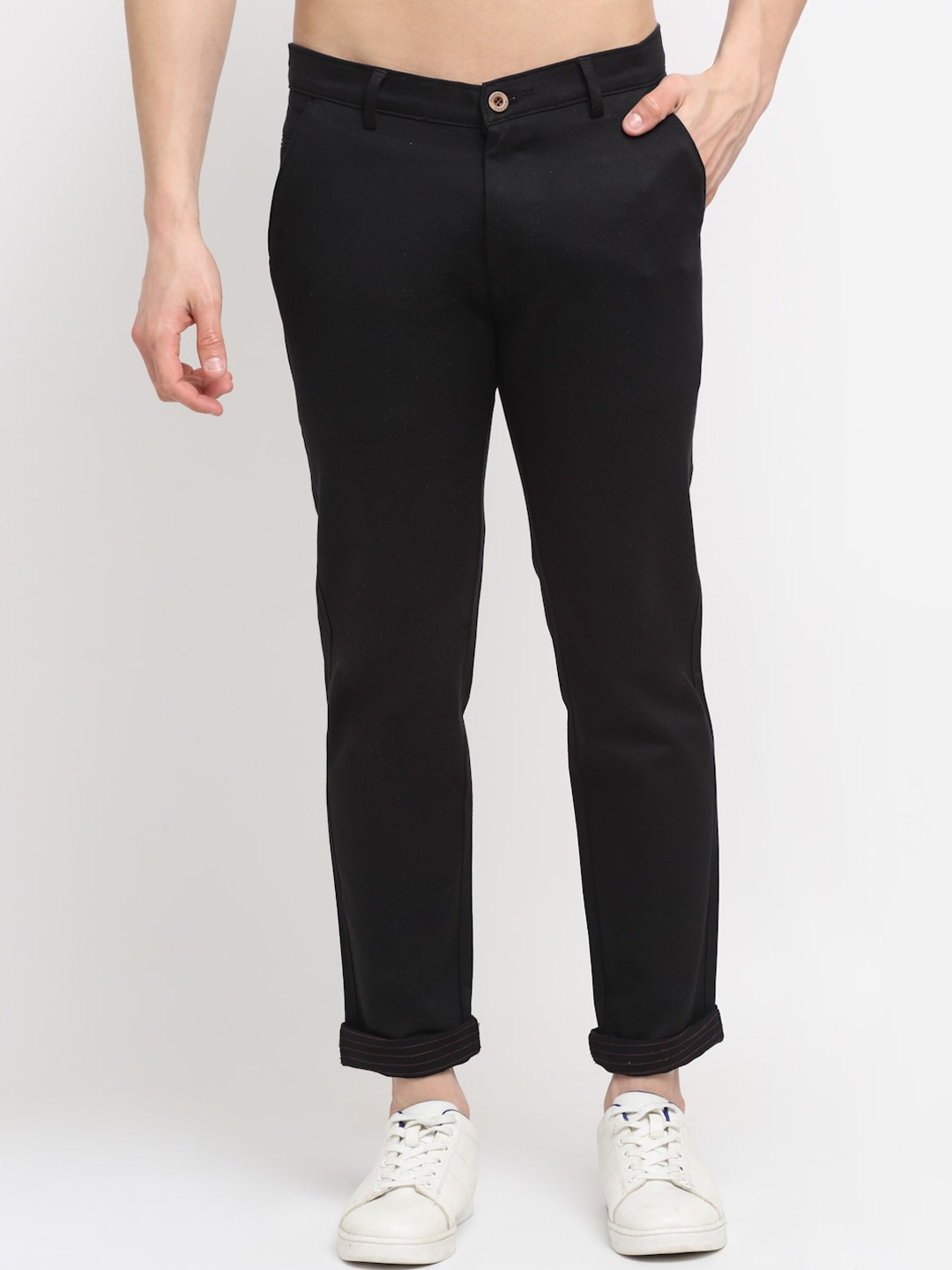 

Rodamo Men Black Solid Slim Fit Chinos