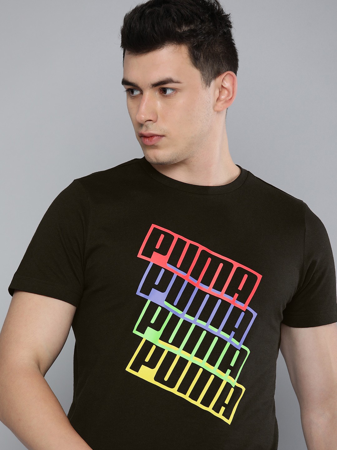 

Puma Typography Printed dry- Cell Slim Fit Casual T-shirt, Black