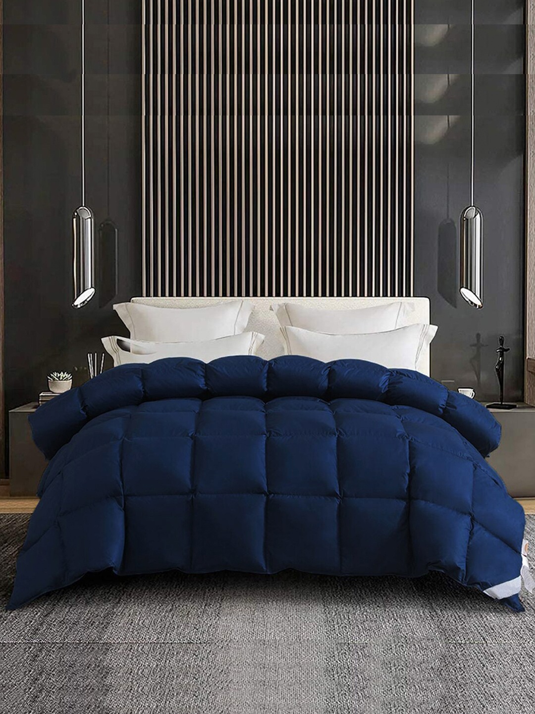 

LINENWALAS Happy Sleeping Navy Blue Cotton Heavy Winter 300 GSM Double Bed Duvet