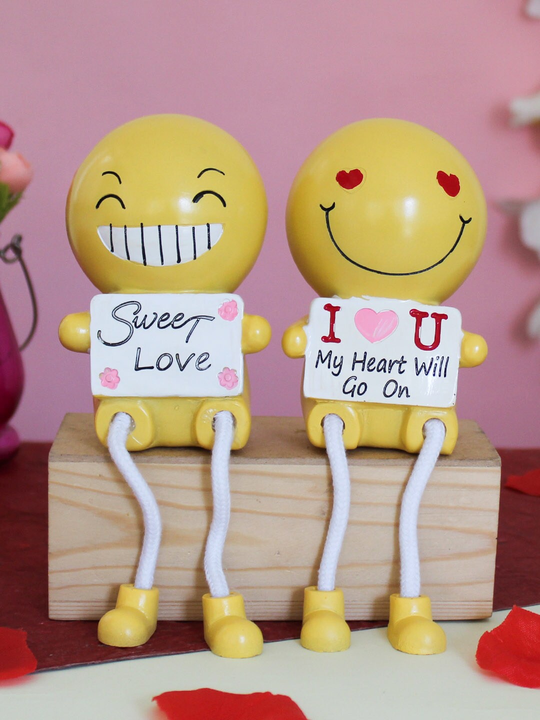 

TIED RIBBONS Set Of 2 Multicoloured Smiley Long Leg Love Couple Decorative Showpiece, Multi