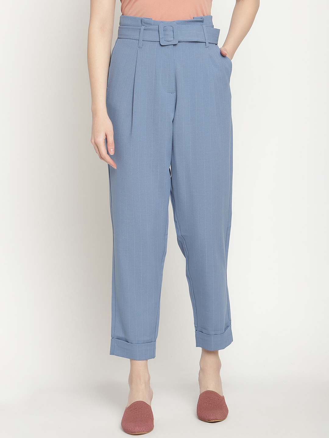 

Madame Women Blue Pleated Trousers