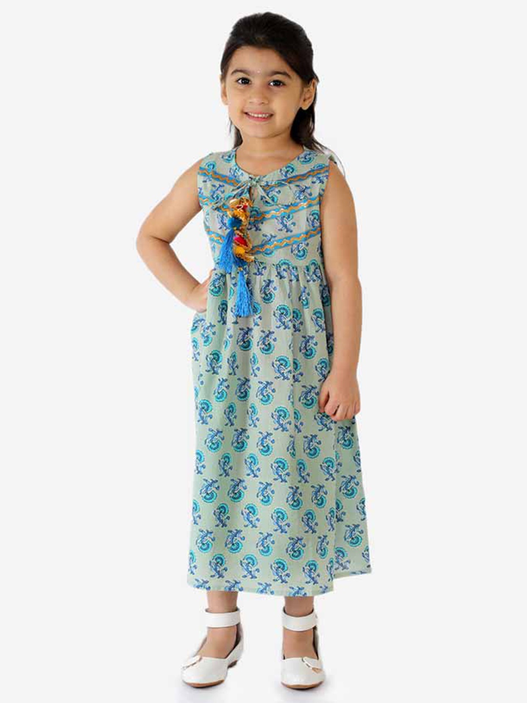 

KID1 Blue Floral A-Line Cotton Maxi Dress