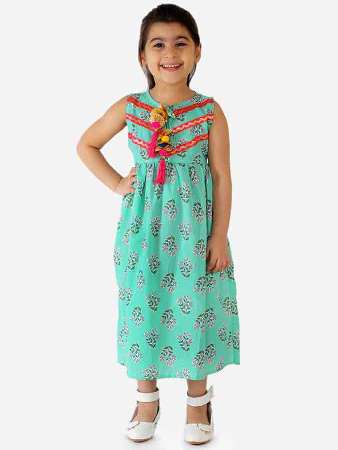 

KID1 Turquoise Blue Floral Cotton Maxi Dress