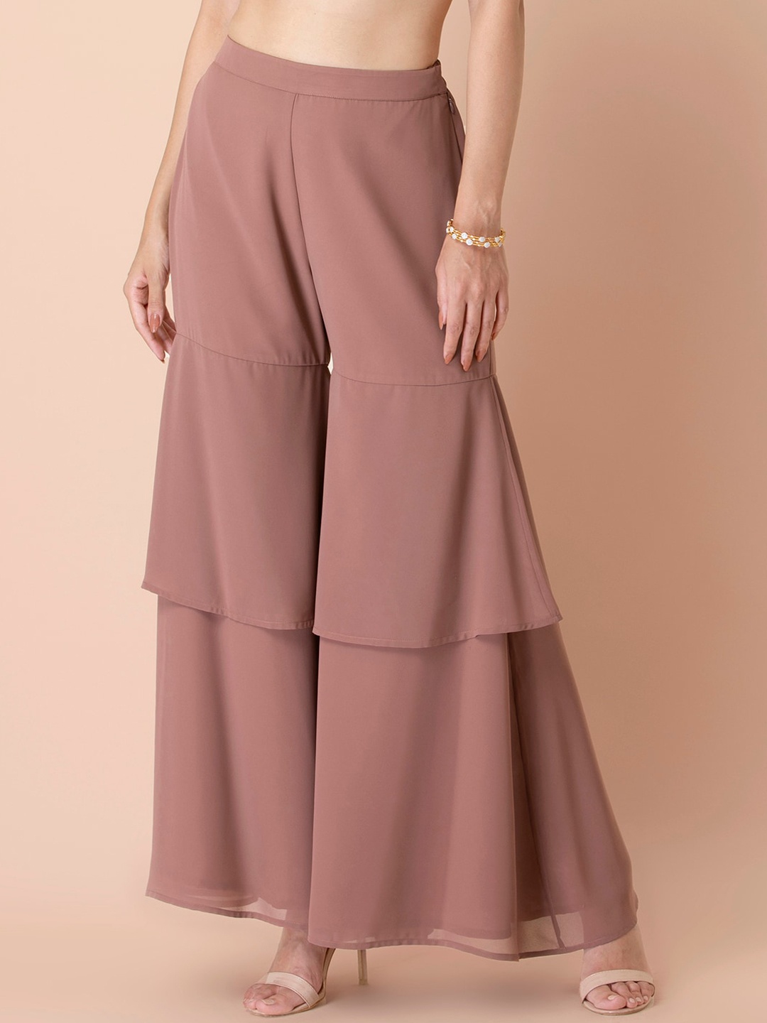 

INDYA Women Pink Ruffled Sharara Pant