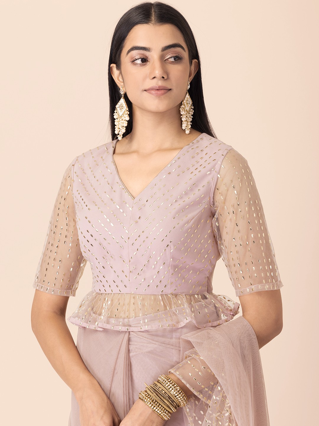 

INDYA Shraddha Kapoor Pink Embellished Top