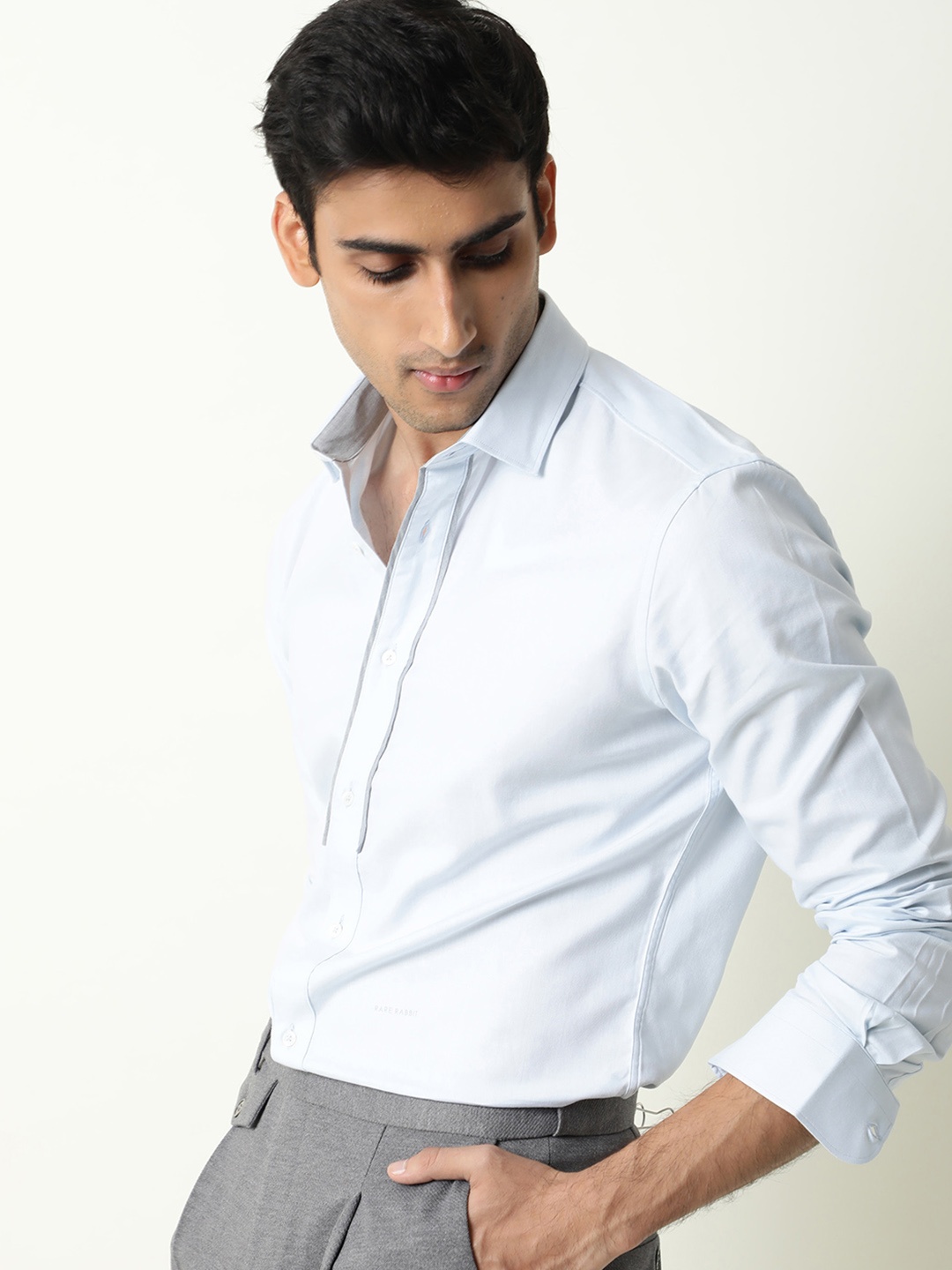 

RARE RABBIT Men Cavell Solid Shirt, Blue