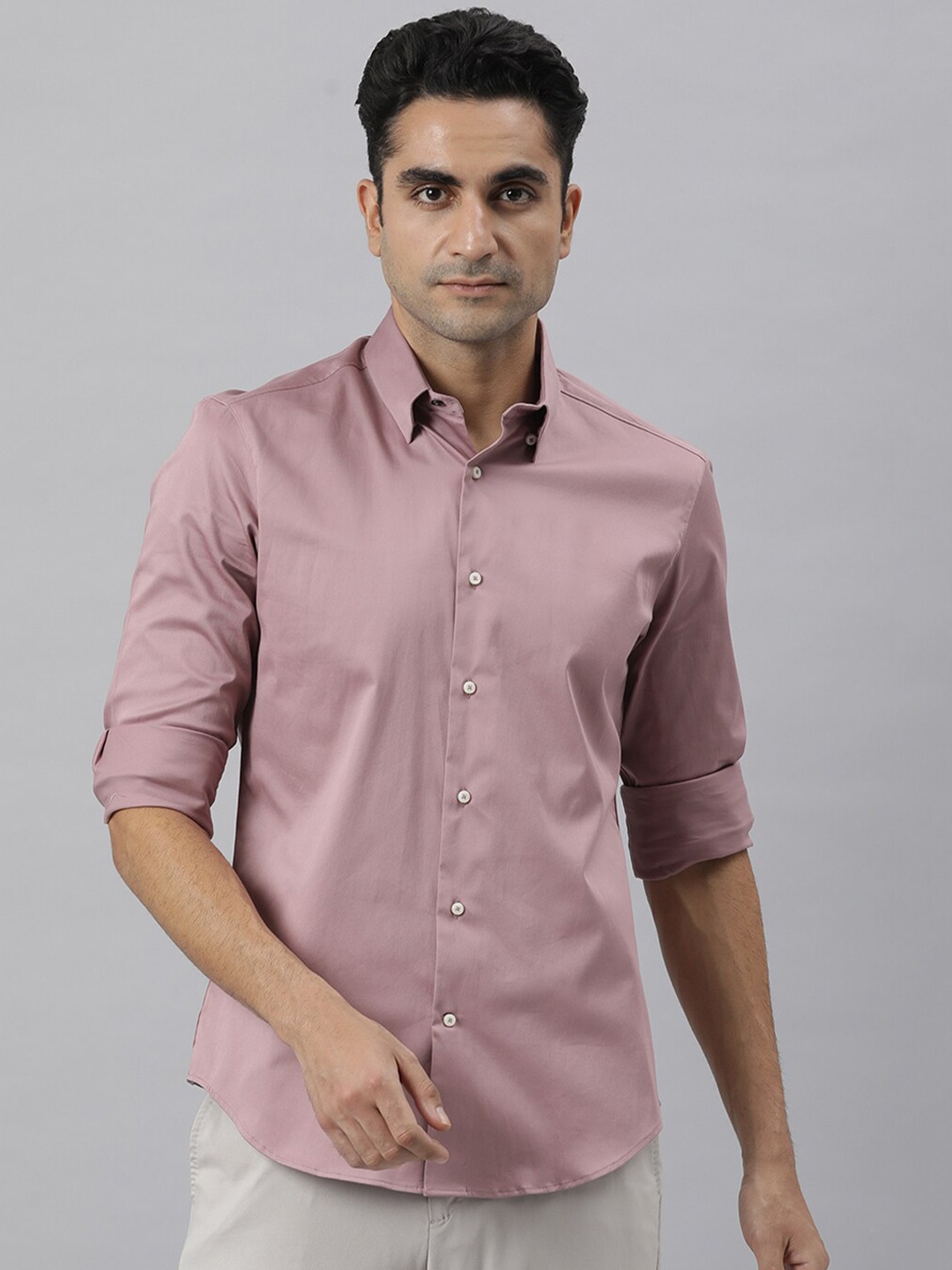 

RARE RABBIT Men Mauve Custom Casual Shirt