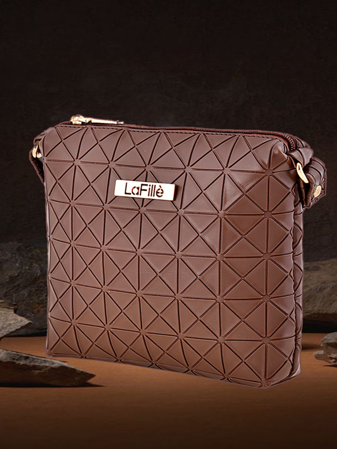 

LaFille Brown Textured Structured Sling Bag