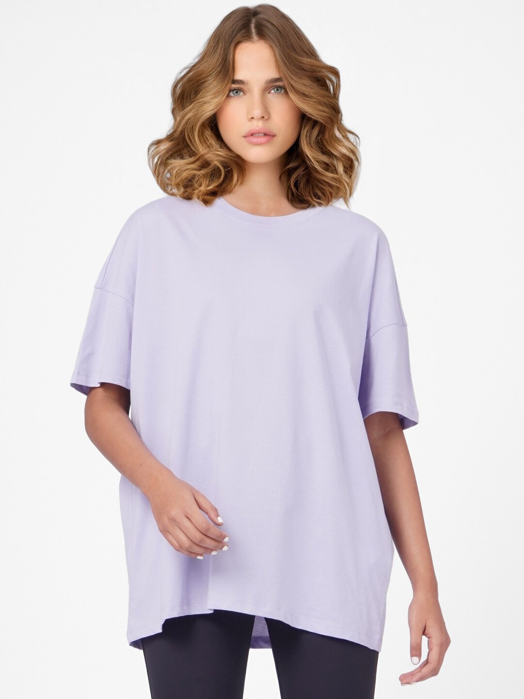 

ONLY Women Purple Cotton Longline T-shirt