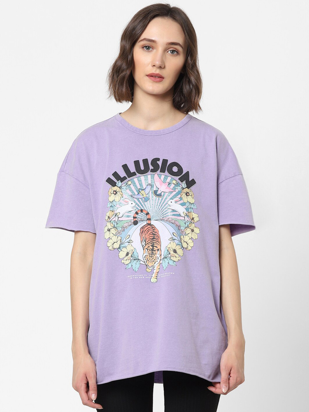 

ONLY Women Purple Printed T-shirt