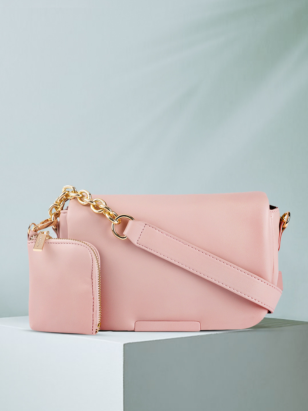 

Accessorize Pink PU Structured Sling Bag