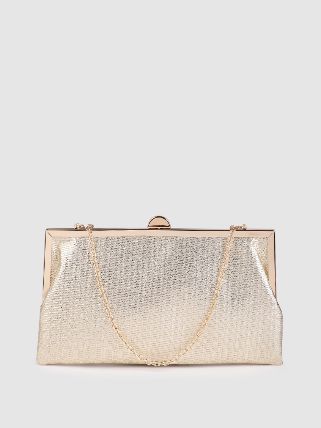 

Accessorize London Women Faux Leather Metallic Frame Purse Clutch, Gold