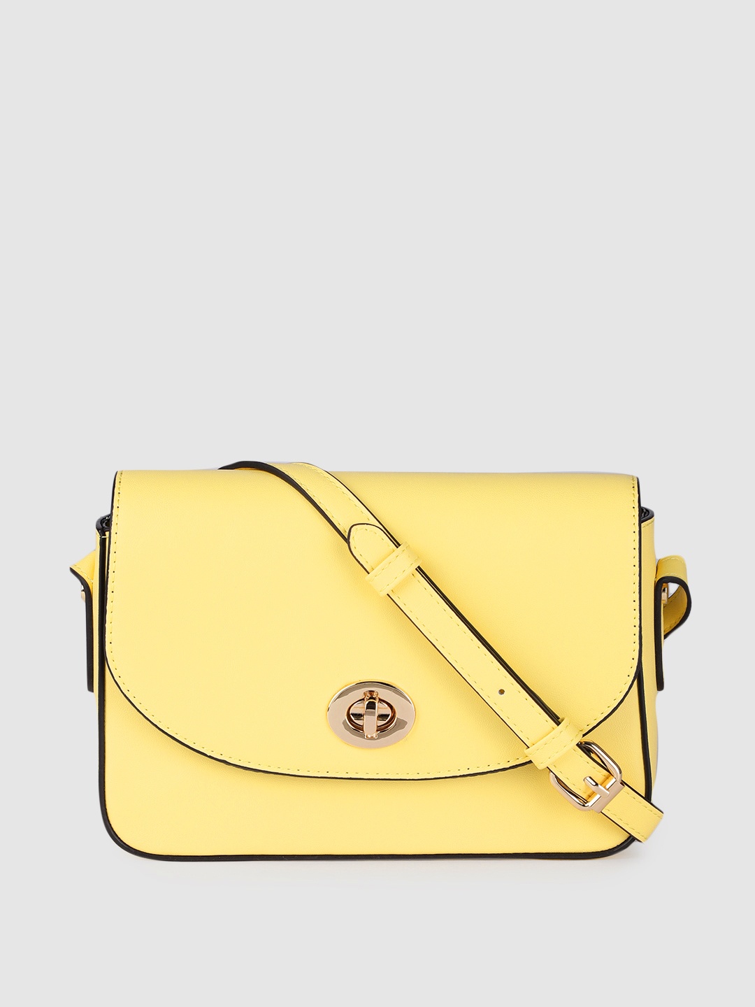 

Accessorize London Women Faux Leather Lexi Lock Sling Bag, Yellow