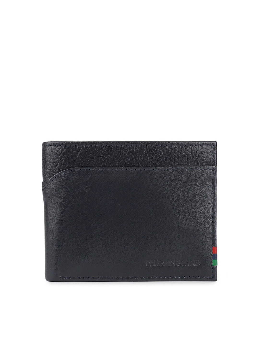 

Peter England Men Navy Blue Solid Leather Two Fold Wallet