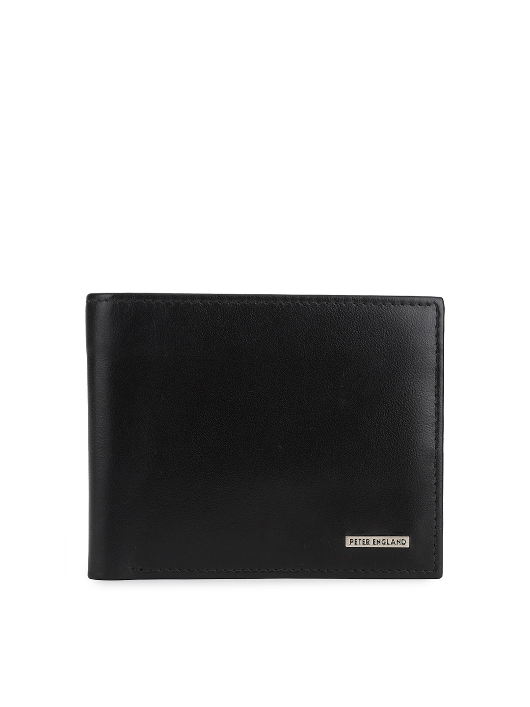 

Peter England Men Black Solid Two Fold Wallet