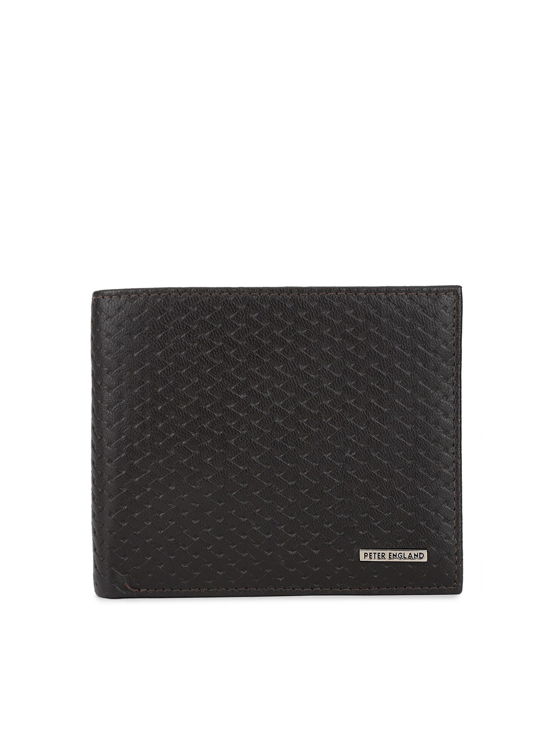

Peter England Men Black Textured Leather Two Fold Wallet