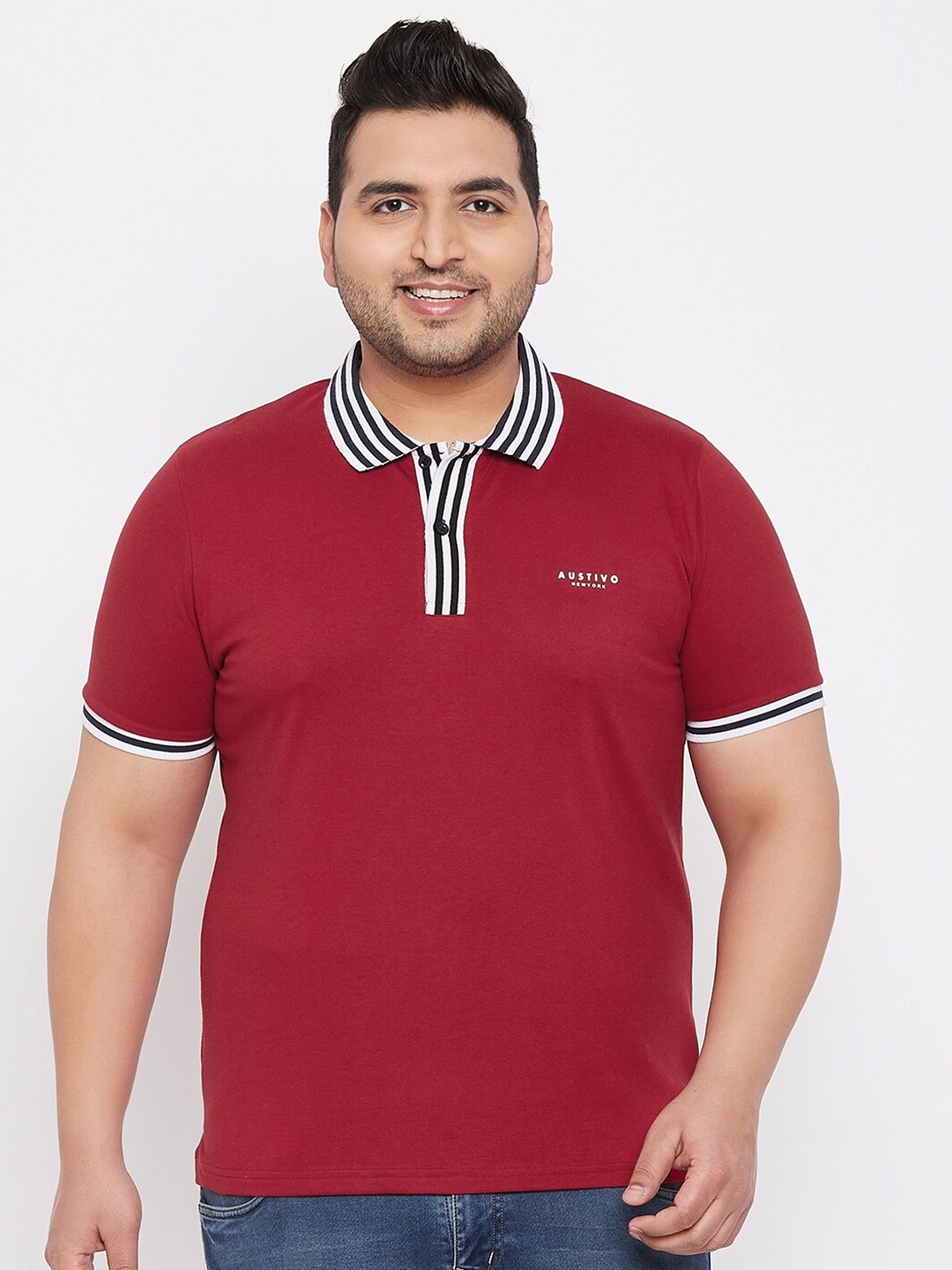 

AUSTIVO Men Red Polo T-shirt