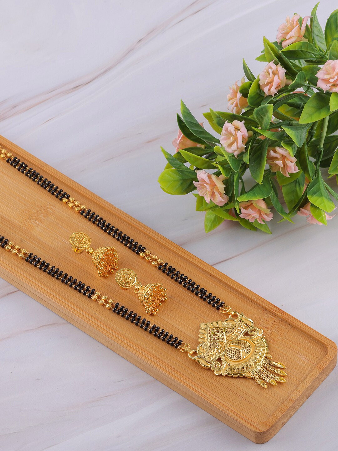 

Brandsoon Gold-Plated Beaded Mangalsutra Set