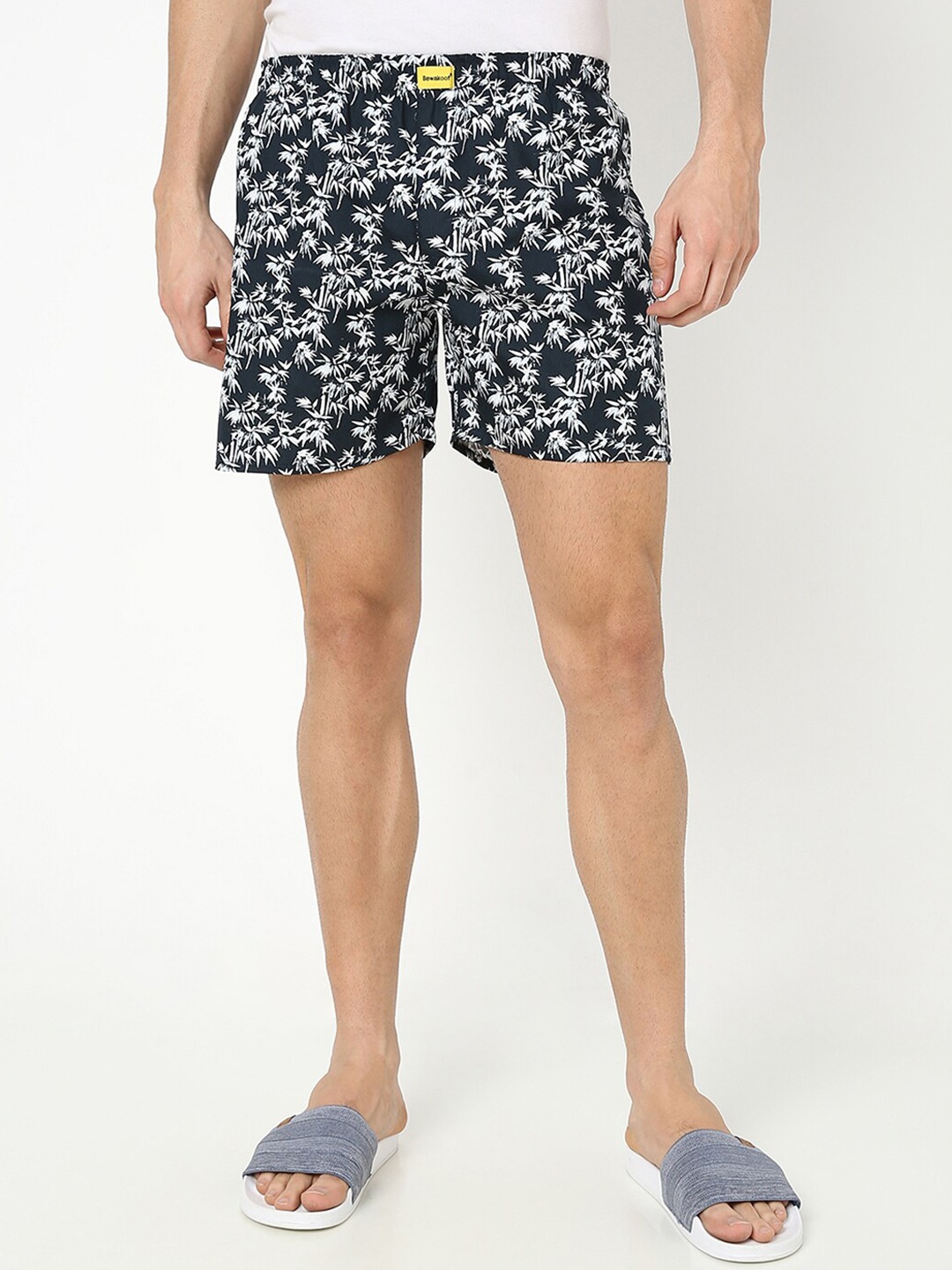 

Bewakoof Men Black Printed Pure Cotton Boxer