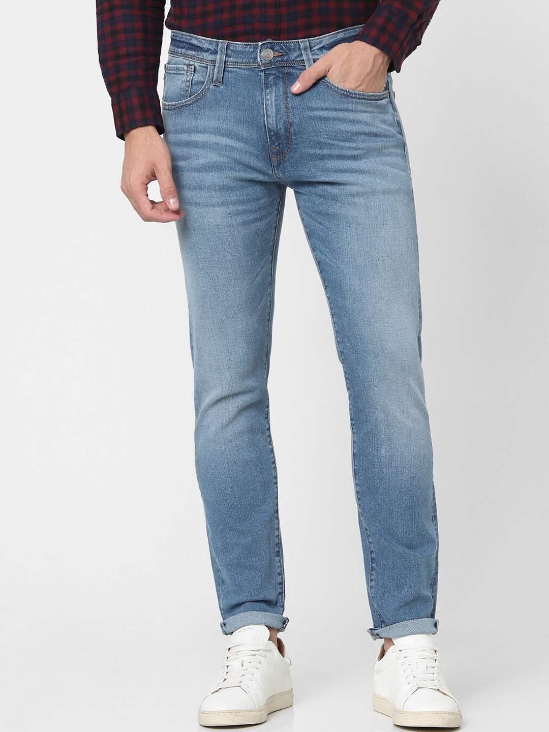 

SELECTED Men Blue Solid Slim Fit Heavy Fade Jeans