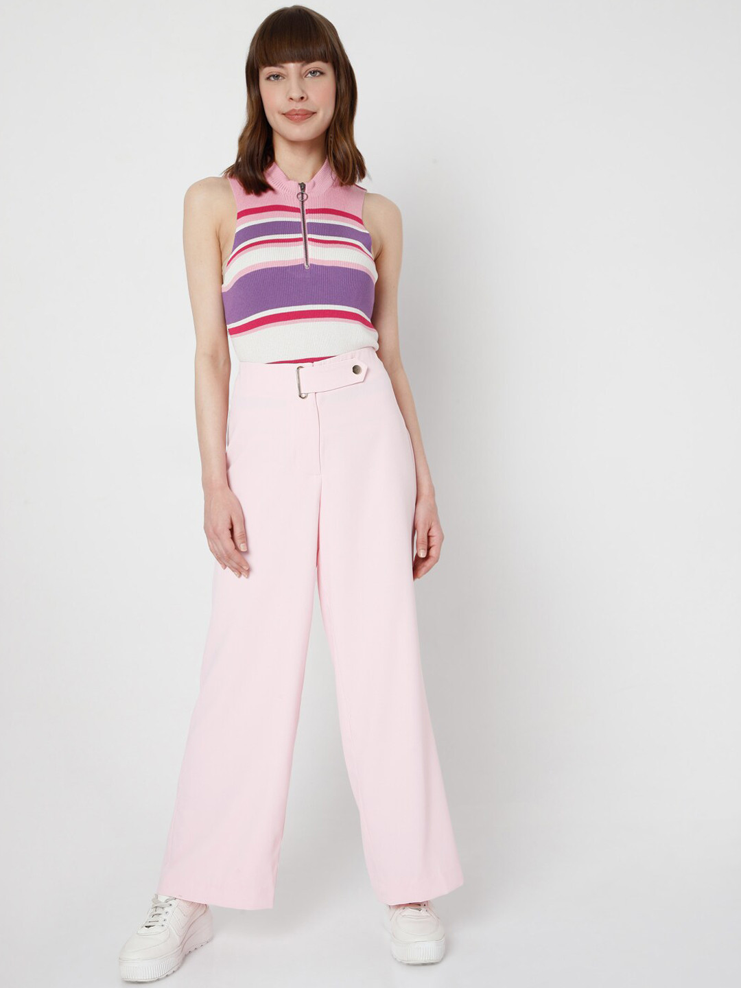 

Vero Moda Women Pink Straight Fit High-Rise Trousers