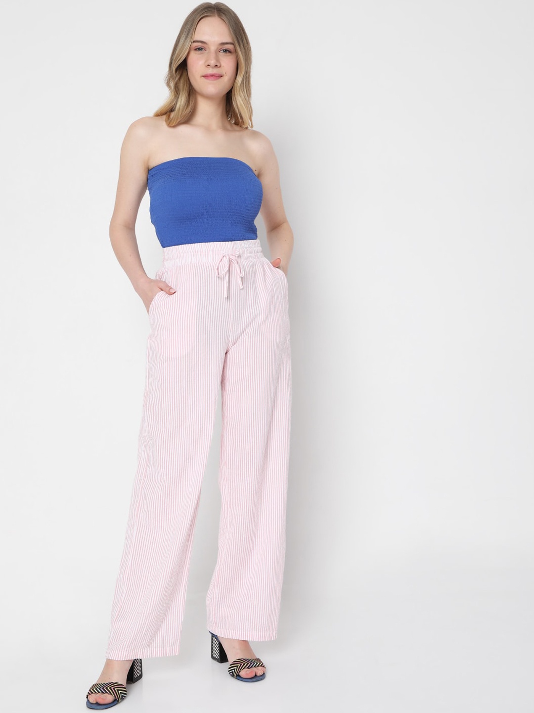 

Vero Moda Women Pink Straight Fit High-Rise Trousers