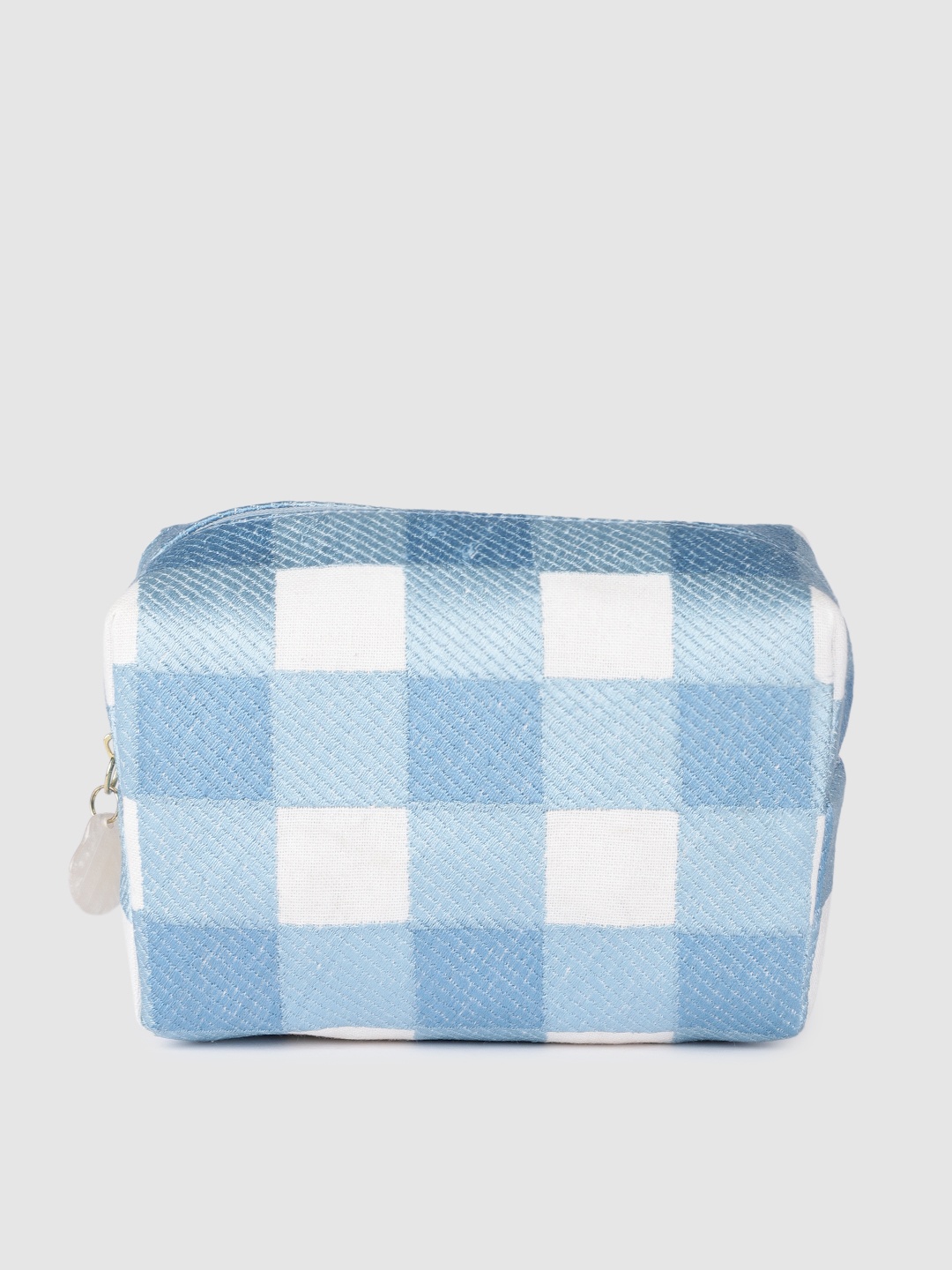 

Accessorize Blue & White Checked Make Up Bag