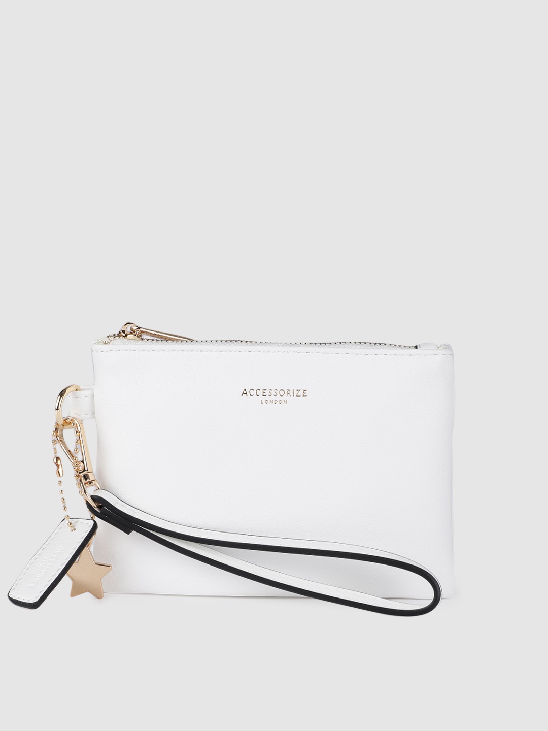 

Accessorize Women White Faux Leather Charm Wristlet Wallet