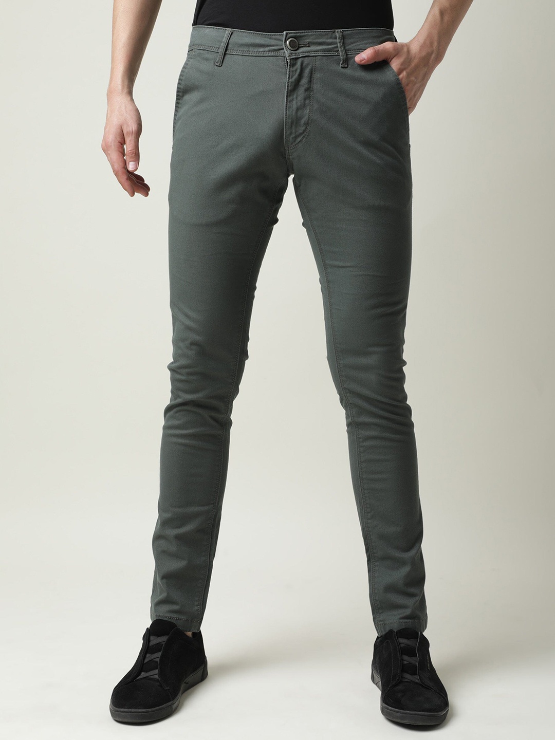 

RARE RABBIT Men Saho Slim Fit Cotton Jeans, Olive