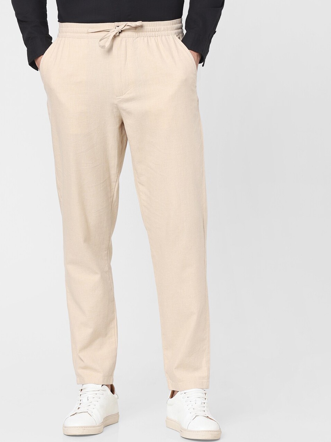 

SELECTED Men Beige Cotton Tapered Fit Trousers