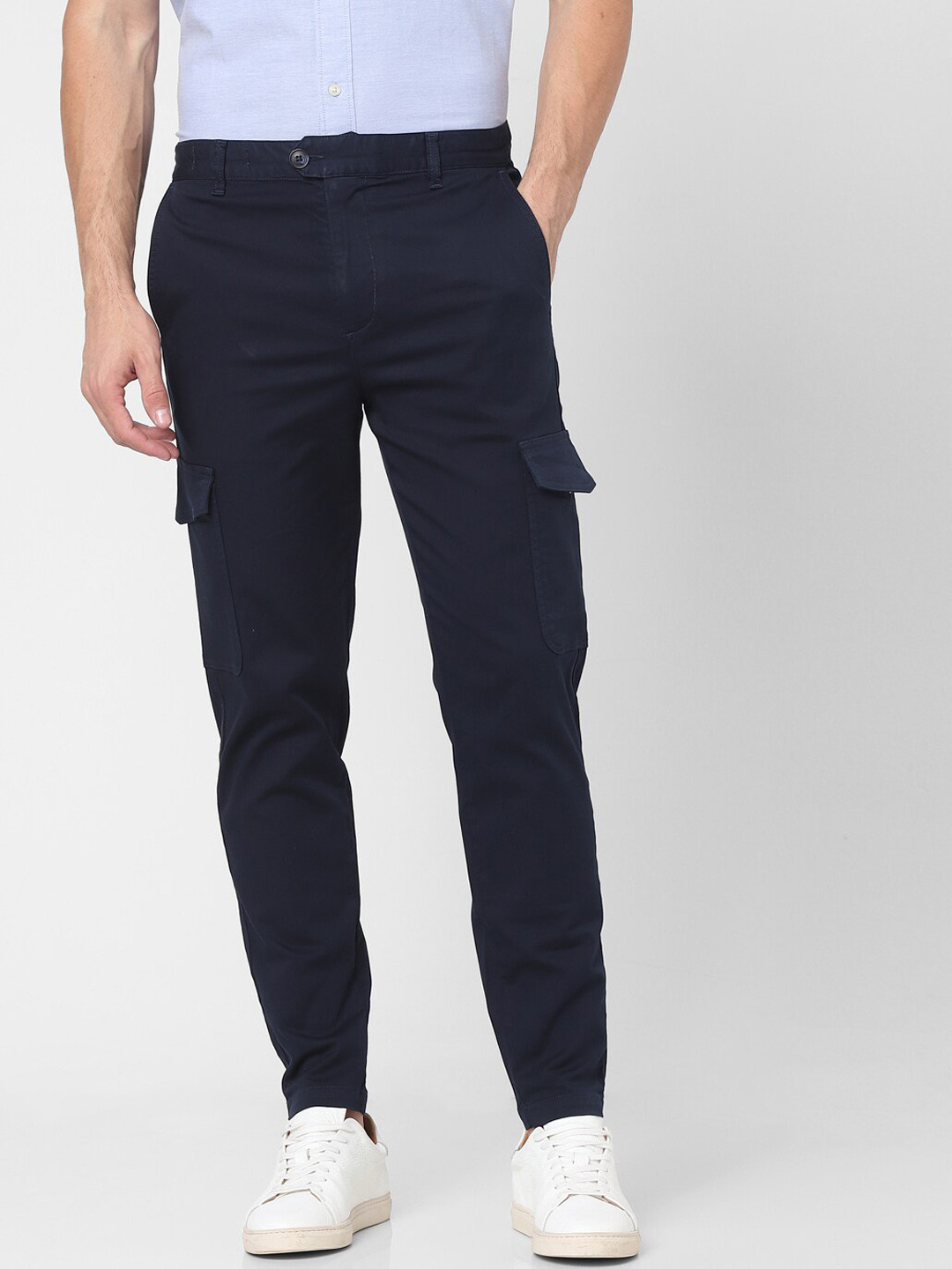 

SELECTED Men Navy Blue Slim Fit Cargos Trousers