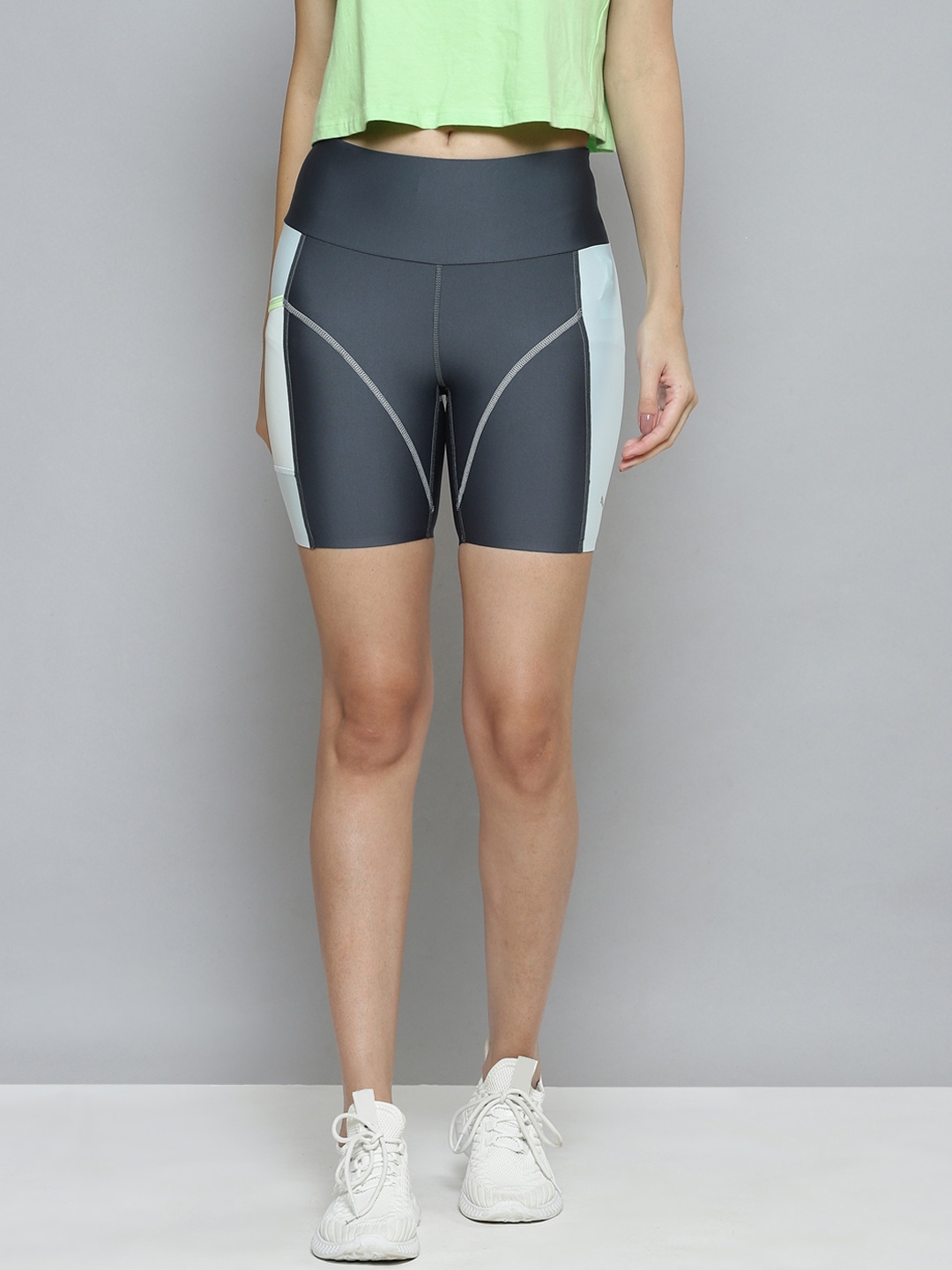 

Puma Women Teal Colourblocked Slim Fit Running Sports Shorts