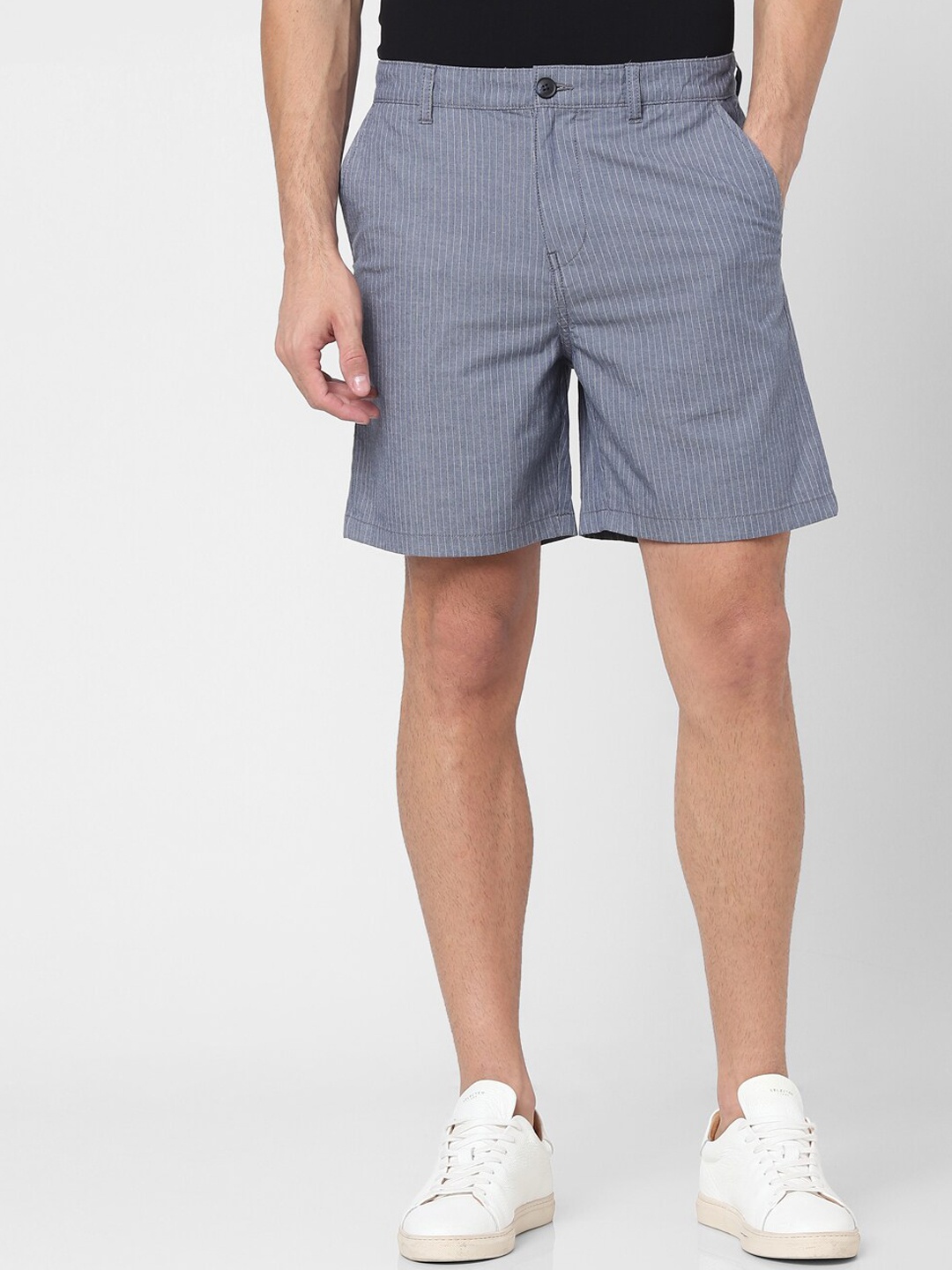 

SELECTED Men Blue Regular Fit Striped Organic Cotton Shorts