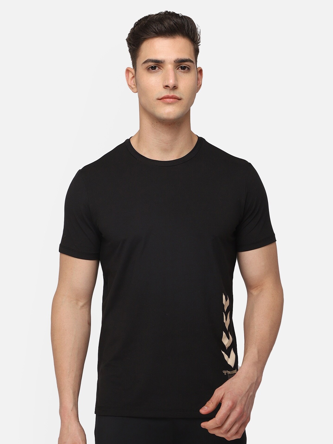 

hummel Men Black Placement Printed T-shirt