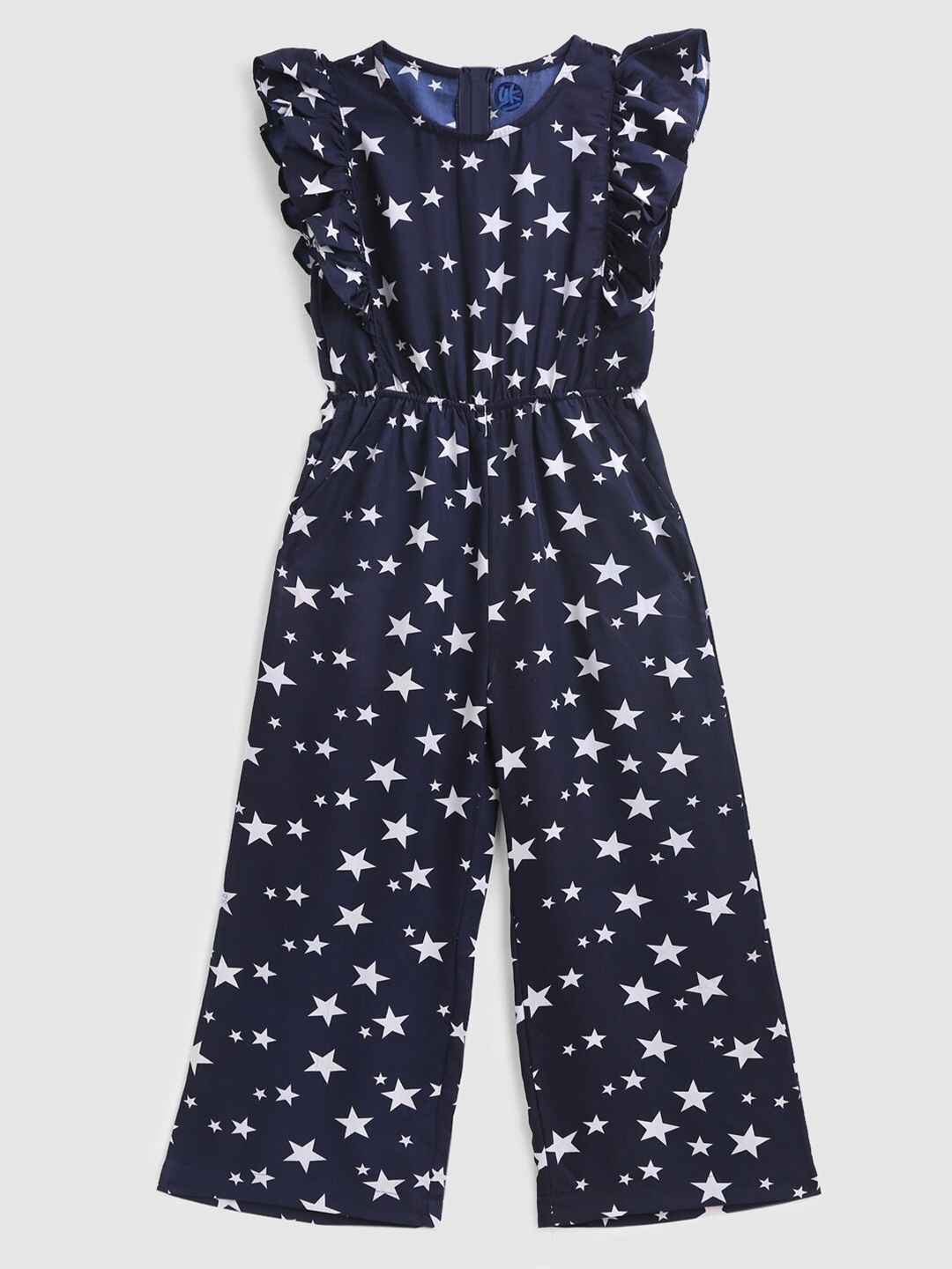 

YK Girls Navy Blue Printed Jumpsuit