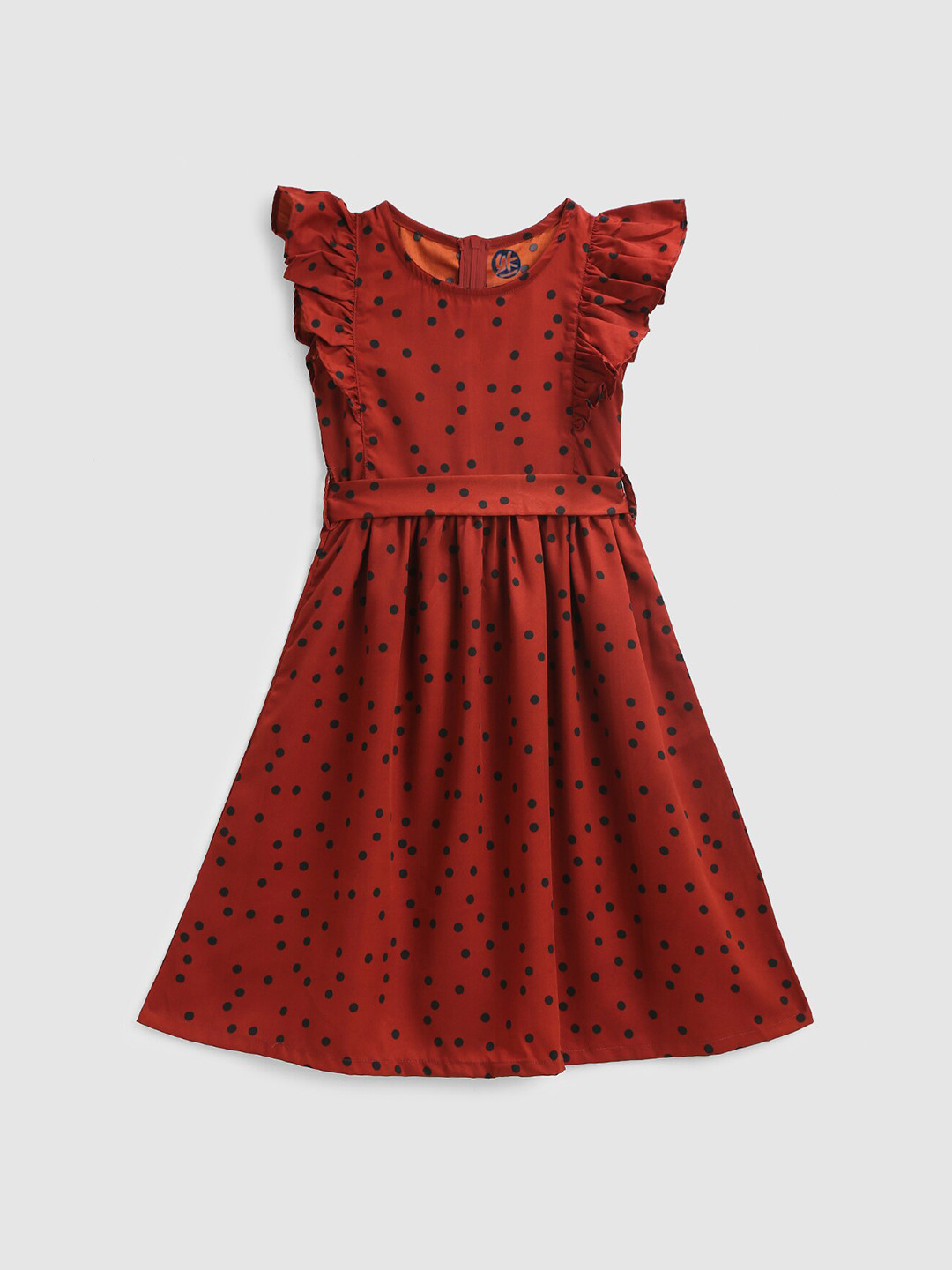 

YK Girls Maroon Floral Crepe A-Line Dress