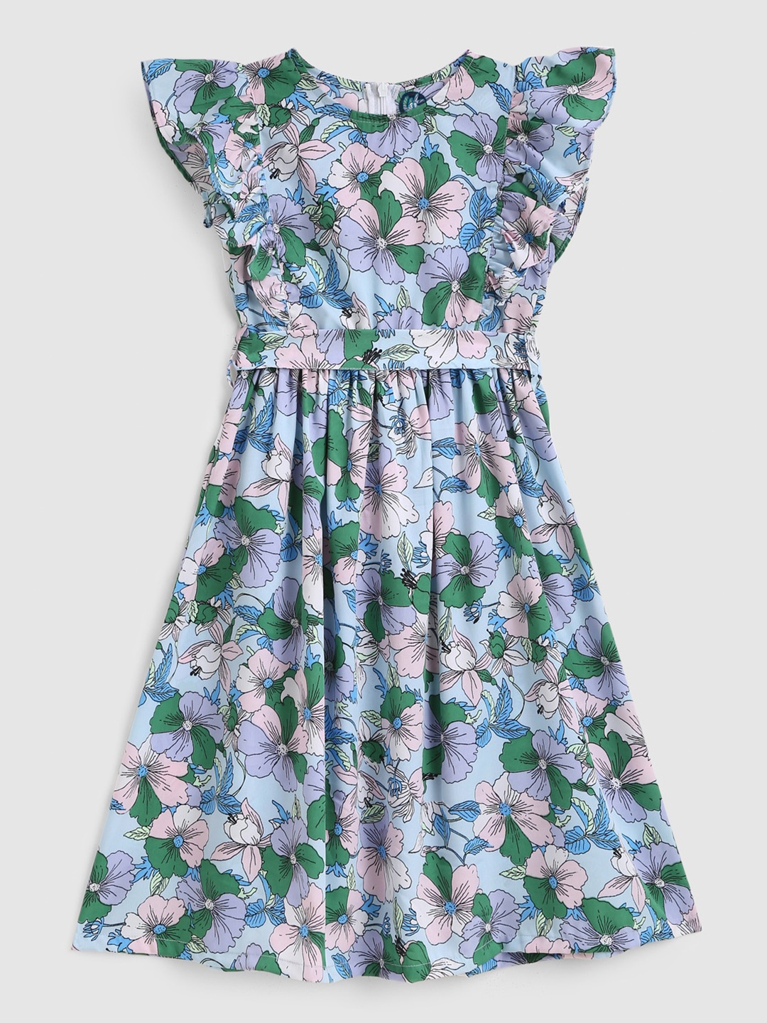 

YK Girls Multicoloured Floral Crepe Dress, Multi