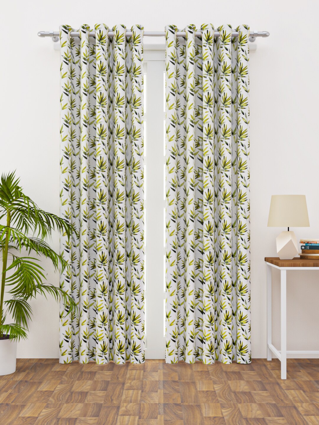 

HAPPY HUES Green Floral Door Curtain