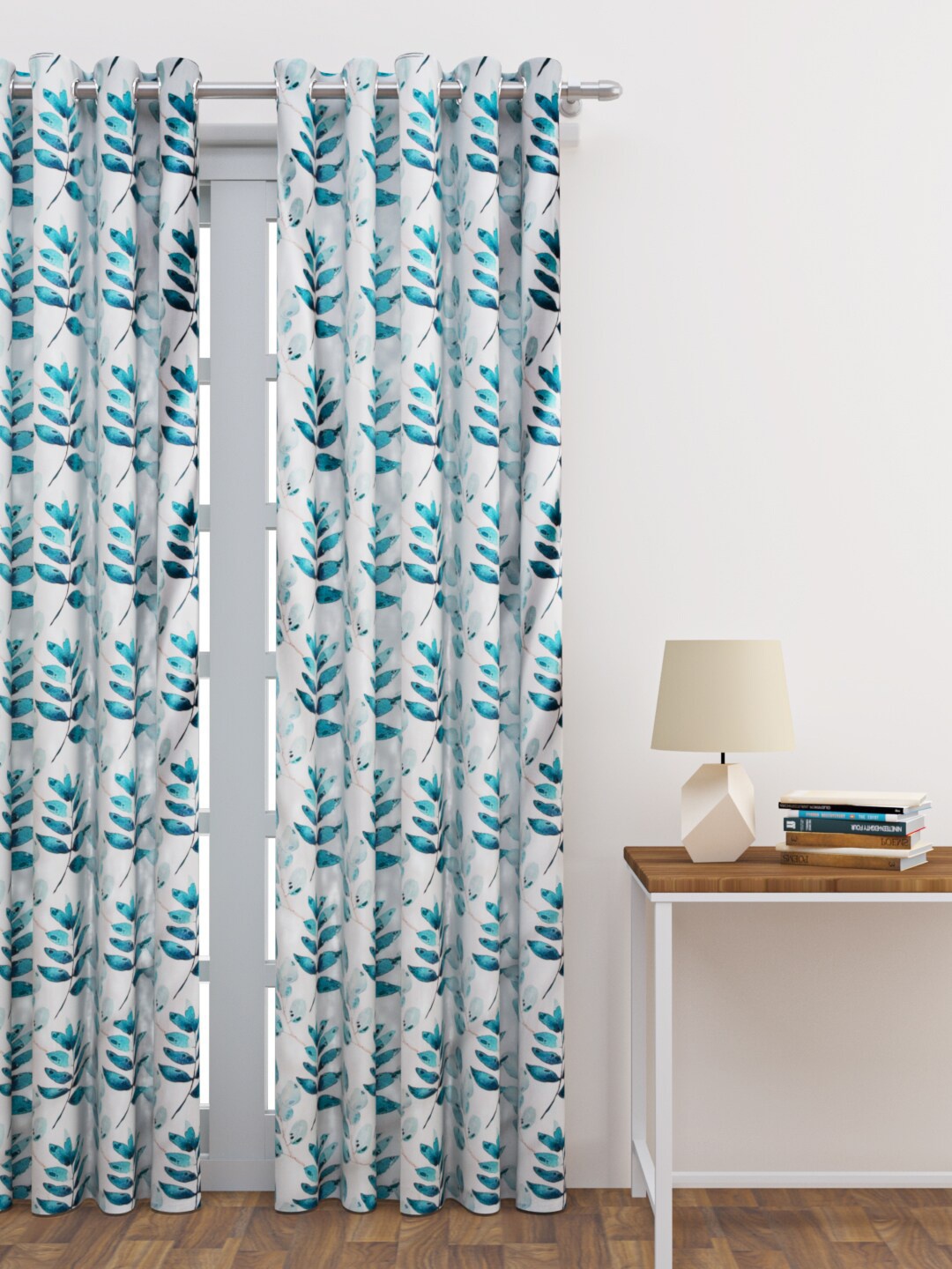 

HAPPY HUES Blue & White Floral Printed Door Curtain