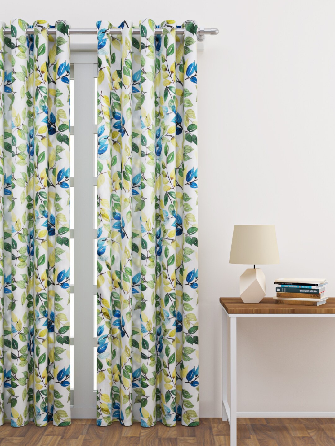 

HAPPY HUES Green Printed Long Door Curtain