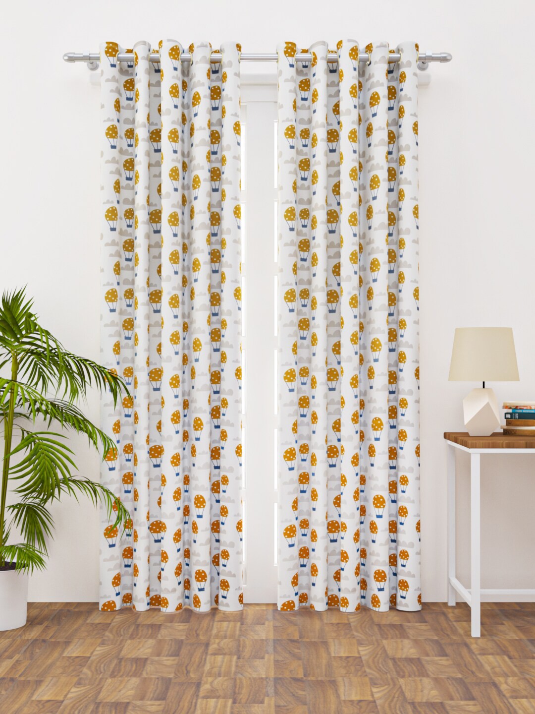 

HAPPY HUES Grey & Mustard Quirky Door Curtain