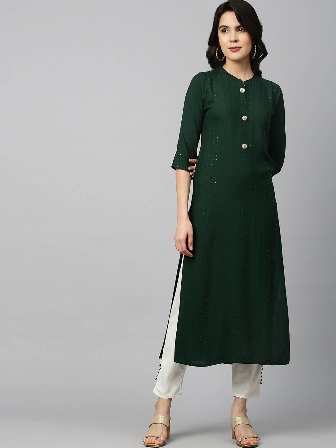 

FASHOR Women Green Kurta with Trousers