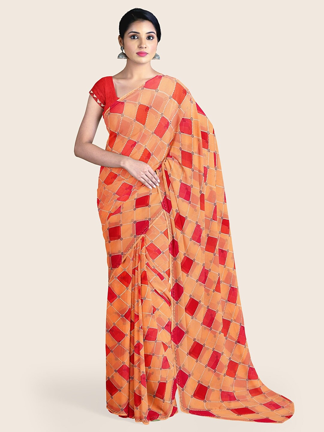 

Pothys Orange & Red Printed Saree