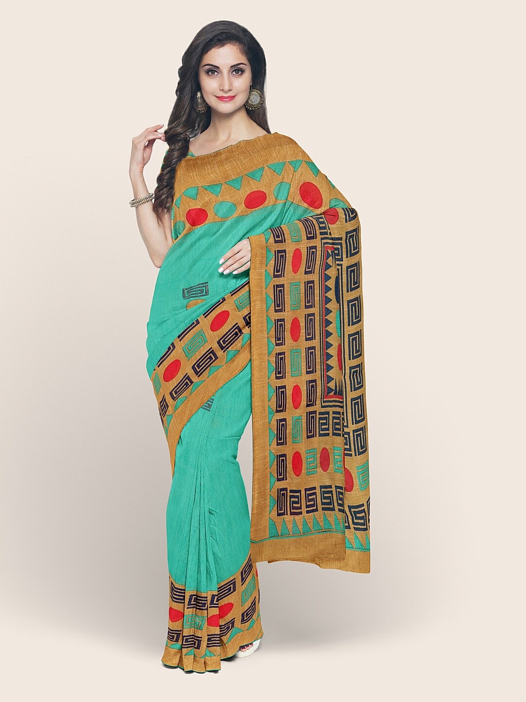 

Pothys Blue & Beige Printed Saree